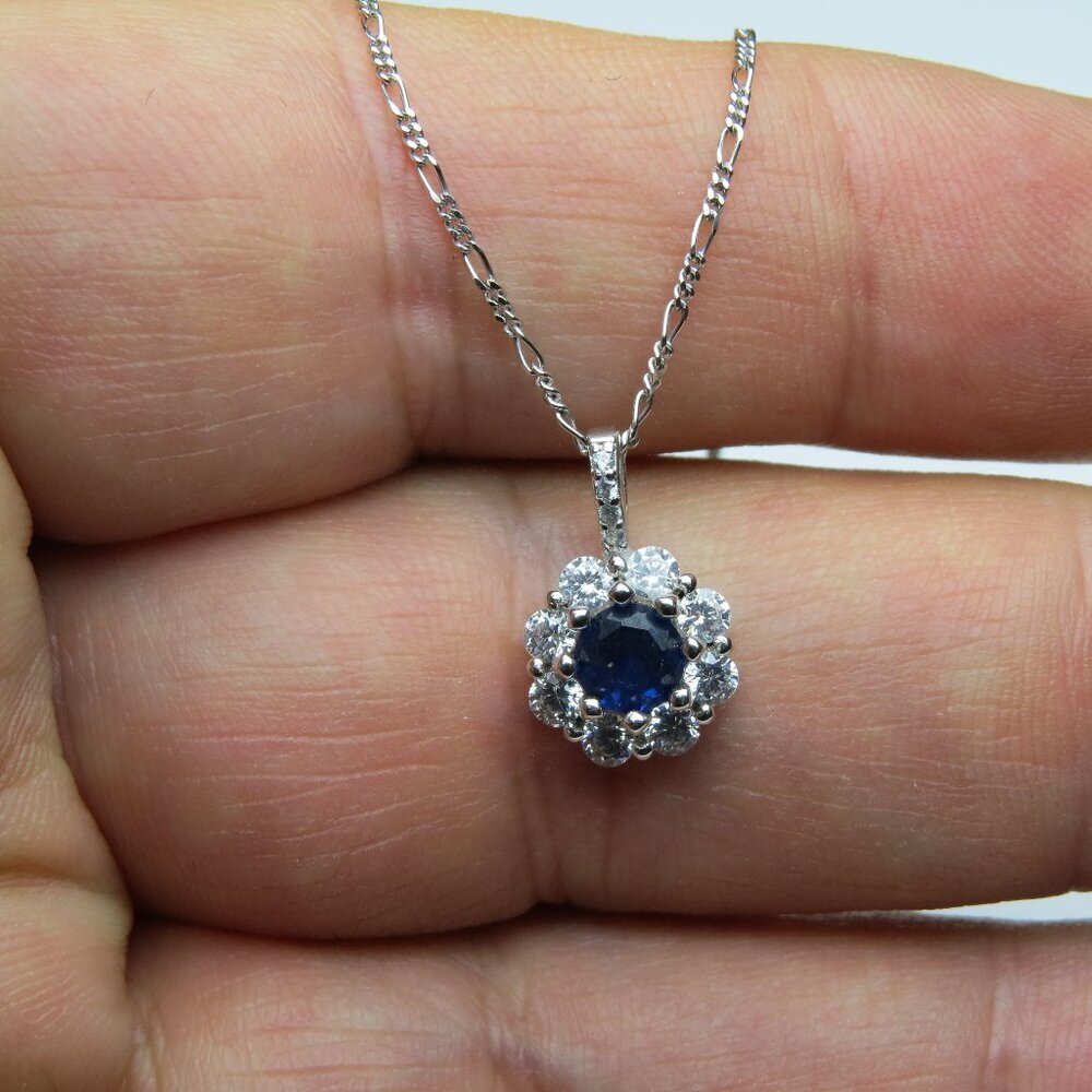 Sterling Silver Diamond & Gemstone Earring Pendant Chain Set